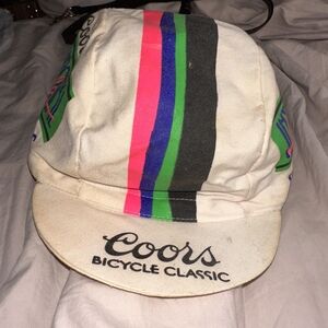 Coors Bicycle Classic Vintage Cycling Cap - White with Neon Stripes